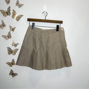 URBAN OUTFITTERS | Super Cute Tan & Brown Plaid Pleated Mini Skirt